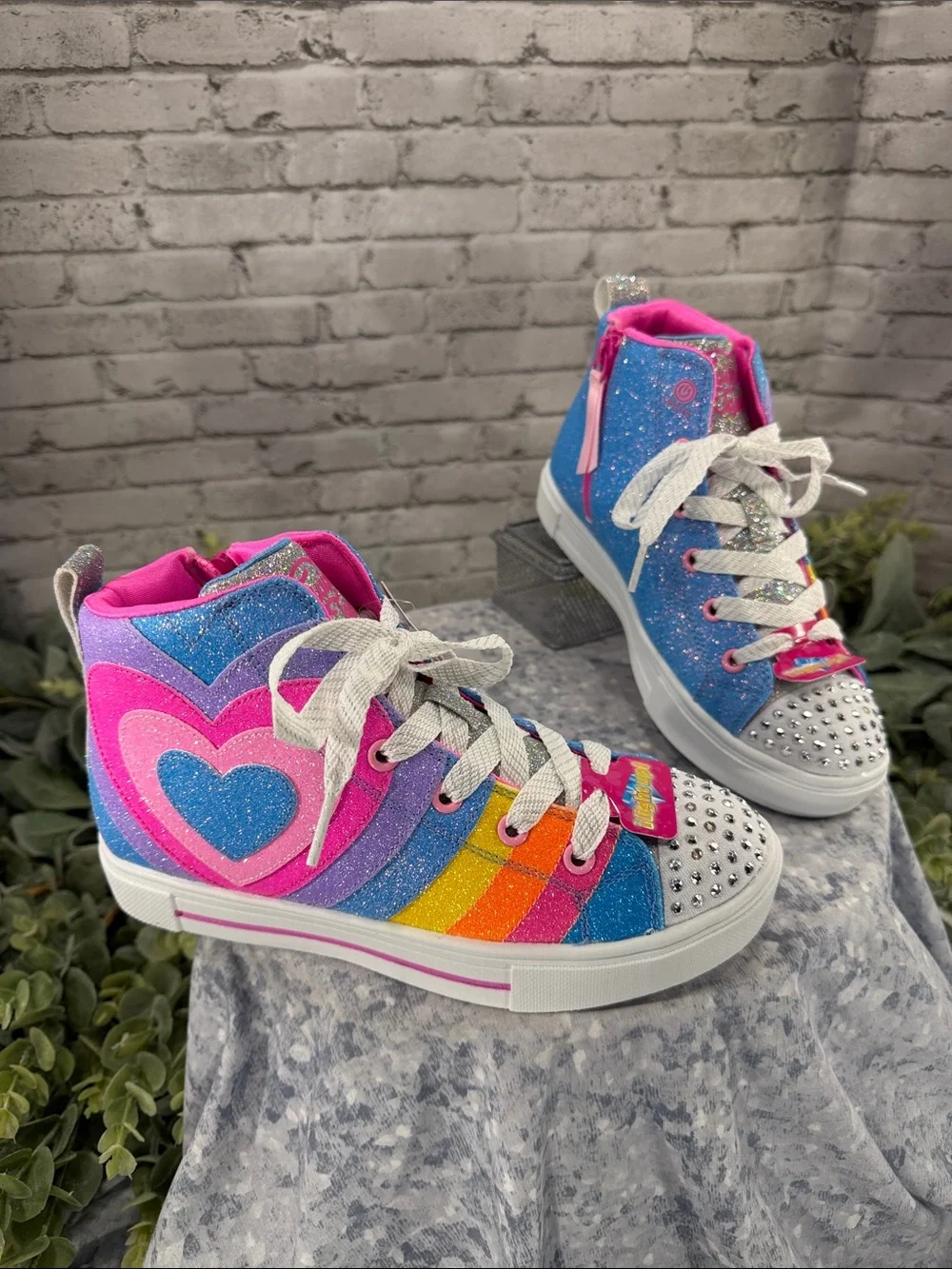 TWINKLE TOES by SKECHERS “Heart Pop” Rainbow Light-up Sneakers Girl 3 🩷 NWT/NIB
